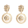 1 Pair Baroque Retro Lion Head Earrings Female Personality Exaggerated Earrings(Golden)
