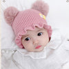 MZ8264 Cartoon Three-dimensional French Fries Duck Baby Skullcap Knitted Double Ball Woolen Hat, Size: Free Size(Pink)