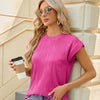 Ladies Summer Round Neck Loose Short Sleeve T-Shirt, Size: L(Rose Pink)