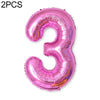 2 PCS 40 Inch Aluminium Foil Number Balloons Birthday Wedding Engagement Party Decor Kids Ball Supplies(3-Rose red)