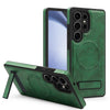For Samsung Galaxy S24 Ultra 5G Multi-function Holder MagSafe PU Phone Case(Green)