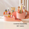 Rotating Skincare Cosmetic Storage Case Compartment Desktop Lipstick Makeup Brush Bucket, Color: Combined Model White
