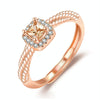 J355 Valentine Day Square Champagne Zircon Ring(Rose Gold)