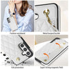 For Samsung Galaxy S24+ 5G Rhombic Dual Buckle Card Slots Phone Case with Lanyard(White)