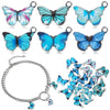 10pcs / Set Butterfly Charms Earrings Necklace Bracelet Accessories DIY Material(Purple Blue)