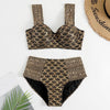 Woman Sexy Gilding High Waist Two Piece Bikini Swimsuit, Size:L(As Show)