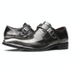 Pointed British Style Men Leather Shoes Buckle Low Heel Shoes, Size:48(Tin Grey)