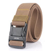 AWMN Men Outdoor Metal Buckle Elastic Nylon Belt, Length: 120cm(Plain Weave Dark Khaki)