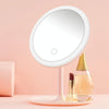 Make-Up Mirror With LED Light Fill Light Dormitory Desktop Dressing Small Mirror Girl Folding And Portable Mirror, Colour: White rechargeable Single Light