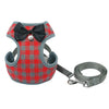 Plaid Bow Vest Harness & Lead Set for Cats & Dogs (L)