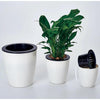 Lazy Flower Pots Automatic Water-absorbing Hydroponic Potted Plants Circular Resin Plastic Flower Pots Double-layer Design Self Watering Planter, Diameter: 13cm, Height: 13.7cm(White)
