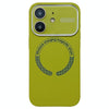For iPhone 12 Large Window Acrylic Glass Lens MagSafe Silicone Phone Case(Willow Green)