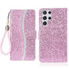 For Samsung Galaxy S25 Ultra 5G Glitter Powder Filp Leather Phone Case(Pink)