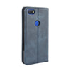 For Alcatel 1V (2019) with Fingerprint Hole Magnetic Buckle Retro Crazy Horse Texture Horizontal Flip Leather Case with Holder & Card Slots & Photo Frame(Blue)