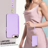 For iPhone 8 Plus / 7 Plus Double Flap Zipper RFID Leather Phone Case with Short Lanyard(Light Purple)