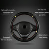 38cm Four-Season Embossed Hand-Sewn Cowhide Steering Wheel Cover(Brown)