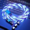 3 in 1 2.4A USB to 8 Pin + Micro USB + USB-C / Type-C 540 Degree Bendable Streamer Magnetic Data Cable, Cable Length: 1m (Blue)