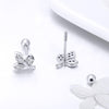 Sterling Silver Leaf Diamond Earrings Female Earrings