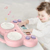 Children Multi-functional Keyboard Player Pats the Drum Light Music Puzzle Early Education Toy(Pink)