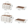 Foldable Outdoor Camping Storage Case Car Storage Box Organizer With Wooden Lid Small White