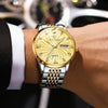 BINBOND B3034 Diamond 30m Waterproof Business Watch Men's Butterfly Buckle Luminous Quartz Watch(Full-gold-Black-Gold Nail)