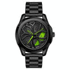 SANDA 1065 3D Hollow Out Wheel Non-rotatable Dial Quartz Watch for Men, Style:Steel Belt(Black Green)