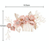 Fashion Flower Hair Combs Headdress Prom Bridal Wedding Hair Accessories Gold Leaves Hair Jewelry Hair Pins(Pink Big Size)