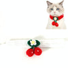 Handmade Knitted Cherry Pet Collar (S, White, 20-25cm)