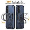 For Samsung Galaxy S24 FE 5G Metal Ring 360 Degree Rotating Holder PC Hybrid TPU Phone Case(Navy Blue)