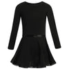 Girls Spring and Summer Long-sleeved Cotton Dance Training Clothing Set, Size:140CM(Black)