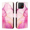 For Asus ROG Phone 8 PT003 Marble Pattern Flip Leather Phone Case(Pink Purple Gold)