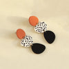Acrylic Irregular Graphic Stitching Leopard Long Earrings(03)