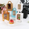 30 PCS Transparent Window 1 Piece Cardboard Portable Cup Cake Box Mousse Pastry Box Green