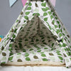 Green Leaf Pet Tent Bed - Large (60x60x70cm) with Cushion