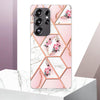 For Samsung Galaxy S25 Ultra 5G Splicing Marble Flower IMD TPU Phone Case(Pink Flower)