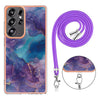 For Samsung Galaxy S25 Ultra 5G Electroplating Marble Dual-side IMD Phone Case with Lanyard(Purple 016)