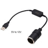 2 PCS Car USB to Cigarette Lighter Socket 5V to 12V Boost Power Adapter Cable, Model: 1.2m