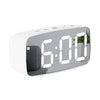 Mirror Bedside Alarm Clock Battery Plug-In Dual-Purpose LED Clock, Colour: Arc-shaped White Shell (Mirror White Light)