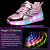 K03 LED Light Single Wheel Wing Mesh Surface Roller Skating Shoes Sport Shoes, Size : 34 (Pink)