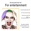 Hip Hop Accessories Gold Tooth Set Real Gold Plating Smooth Upper Eight Lower Six Denture Set(Silver)
