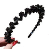 Pearl Rhinestone Wavy Headband Thin Edge Non-Slip Clip Headgear(5 Black)