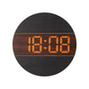 G218B Wooden Living Room Digital Display Clock Home Decoration Wall Clock(Black)