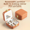 Portable Earrings Necklace Jewelry Box Chemical Storage Case PU Leather With Mirror(Green)