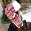Autumn and Winter Women Snowflake Pattern Thick Warm Ear Protected Cap Flight Hats(Red)