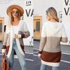 Women Casual Mid-Length Hooded Knit Cardigan Jacket, Size: L(Orange Red)