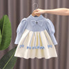 Girls Sweater Dress Bubble Sleeve Knitted Princess Dress 130cm(Light Blue)