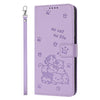 For Redmi K70 / K70 Pro Embossed Kitten Phone Leather Case with Lanyard(Purple)