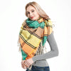Autumn & Winter Fringed Scarf Plaid Square Scarf Thickening Ladies Shawl, Size:145cm(LS-01 Yellow)