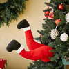 Christmas Tree Decoration Santa Claus Elf Legs Plush Door Decor Christmas Home Hanging Ornaments(Red)