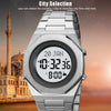 SKMEI 2069 Multifunctional 30M Waterproof Muslim Worships Digital Wrist Watch(Rose Gold+White)